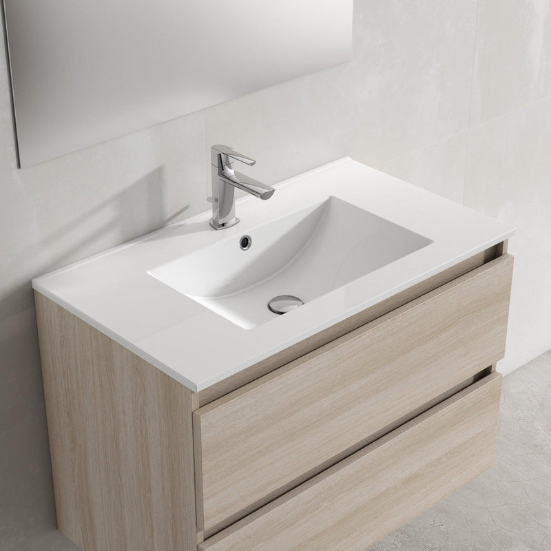 Lucena Bath 40" Décor Tirador Freestanding Vanity in Whit / Black / Grey