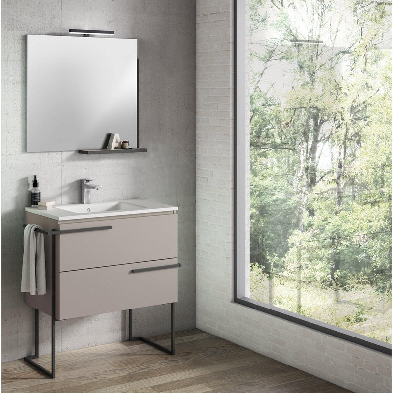 Lucena Bath Scala 40" Single Sink Vanity with Legs and Towel Bar in Abedul, White or Tera.