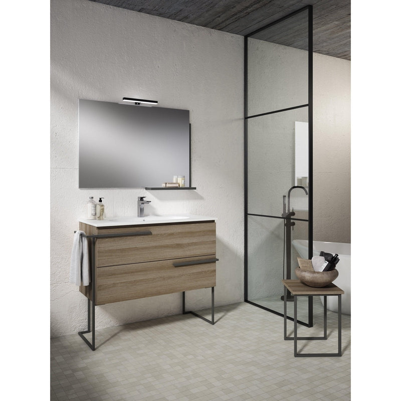 Lucena Bath Scala 32" Floating Vanity with Legs and Towel Bar in Abedul, White or Tera.