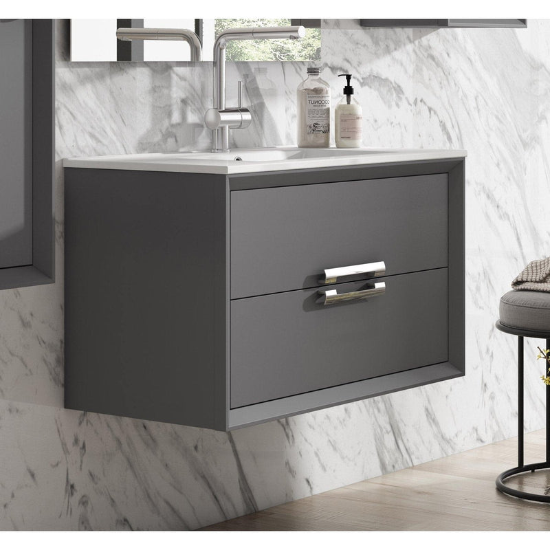 Lucena Bath 24" Décor Tirador Vanity in White, Black, Gray or White and Silver.