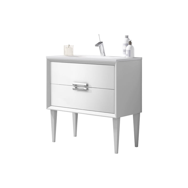 Lucena Bath 32" Décor Tirador  Freestanding Vanity in White, Black, Gray or White and Silver.