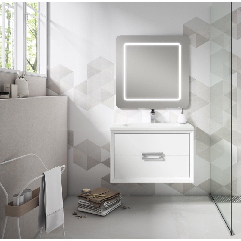 Lucena Bath 32" Décor Tirador Floating Vanity in White, Black, Gray or White and Silver.