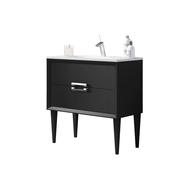 Lucena Bath 32" Décor Tirador  Freestanding Vanity in White, Black, Gray or White and Silver.