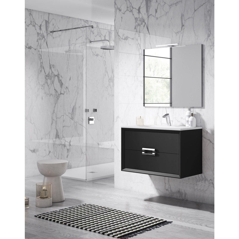 Lucena Bath 32" Décor Tirador Floating Vanity in White, Black, Gray or White and Silver.