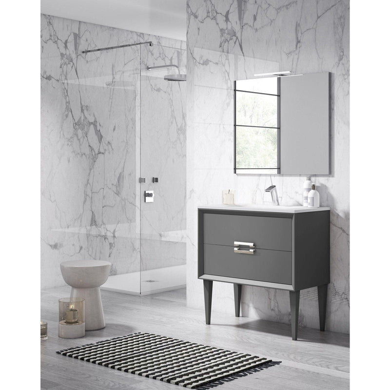 Lucena Bath 32" Décor Tirador  Freestanding Vanity in White, Black, Gray or White and Silver.