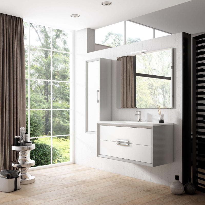 Lucena Bath 40" Décor Tirador Floating Vanity in White, Black, Gray or White and Silver.