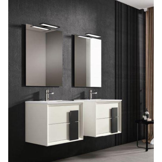 Lucena Bath 64" Décor Cristal Double Floating Vanity in White / Black / Grey