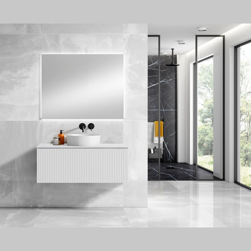 Lucena Bath 48" Bari Floating Vanity with Matching Top and Vessel SinkCeramic Sink in White, Grey or Green