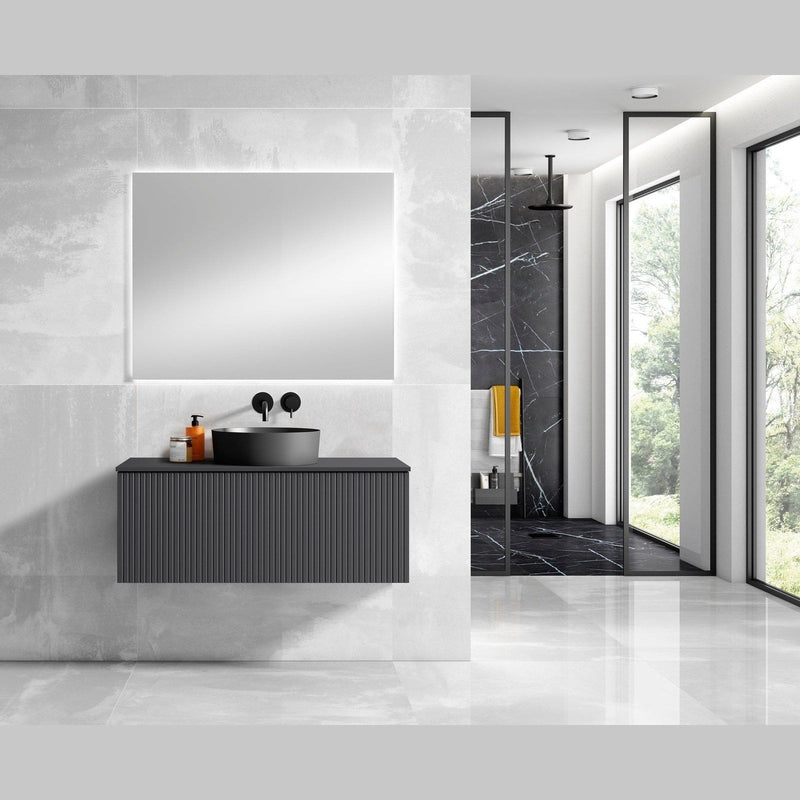 Lucena Bath 48" Bari Floating Vanity with Matching Top and Vessel SinkCeramic Sink in White, Grey or Green