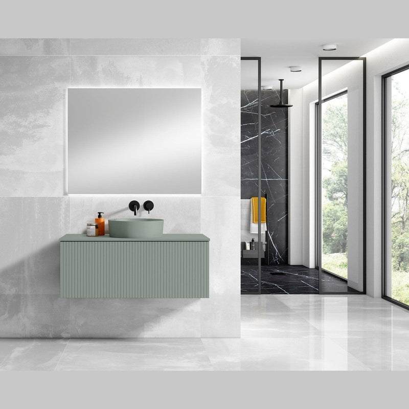 Lucena Bath 40" Bari Floating Vanity with Matching Top and Vessel SinkCeramic Sink in White, Grey, Green or Navy