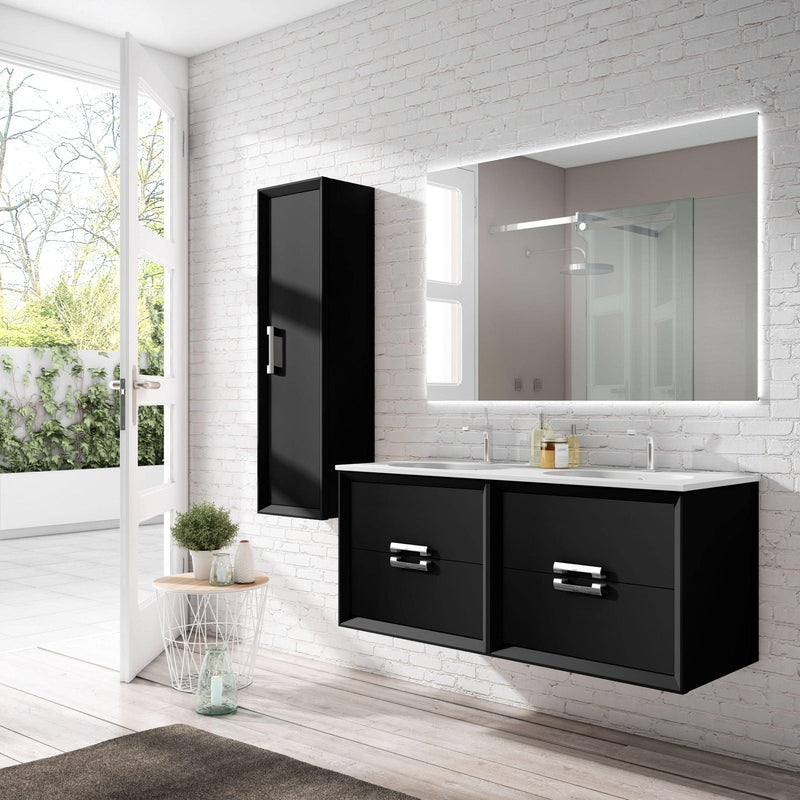 Lucena Bath 80" Décor Tirador Floating Double Vanities in White / Black / Grey / Silver