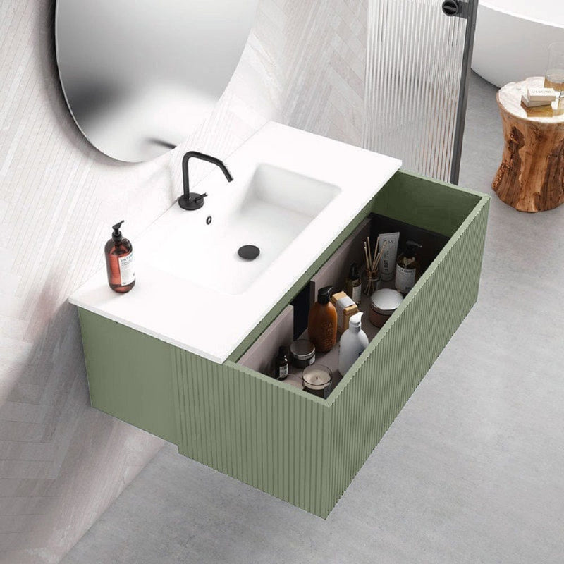 Lucena Bath 48" Bari Floating Vanity with Matching Top and Vessel SinkCeramic Sink in White, Grey or Green