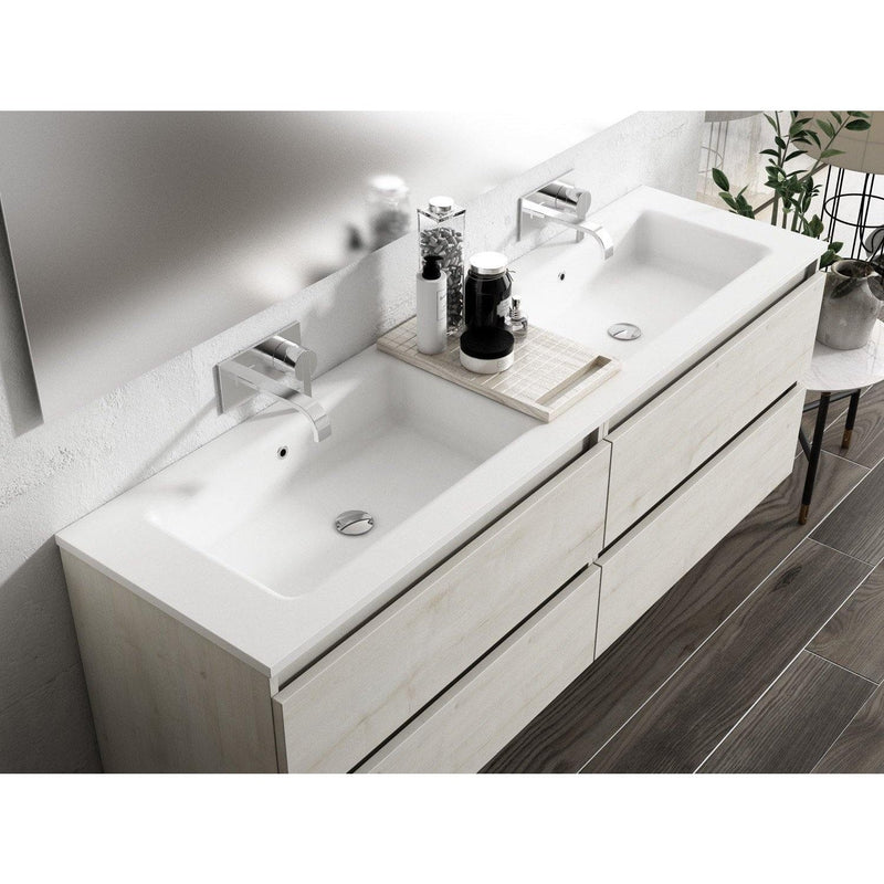 Lucena Bath 64" Décor Tirador Double Floating Vanities in White / Black / Grey / Silver